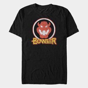 Super Mario Bros. Retro Bowser Logo Graphic T-Shirt Black (Nintendo Licensed) M